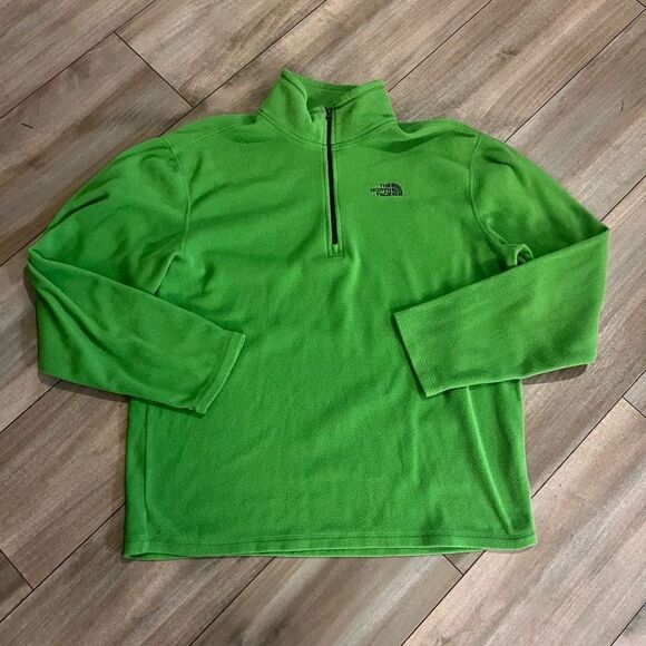 The North Face Green Fleece Quarterzip Jacket Men Medium - Picture 1 of 4